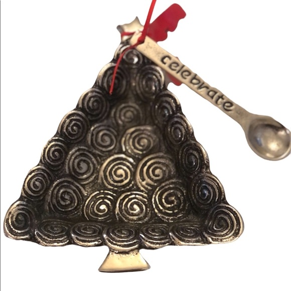 Mudpie Silver Swirl Christmas Tree Serving Dish & Spoon - Picture 4 of 8